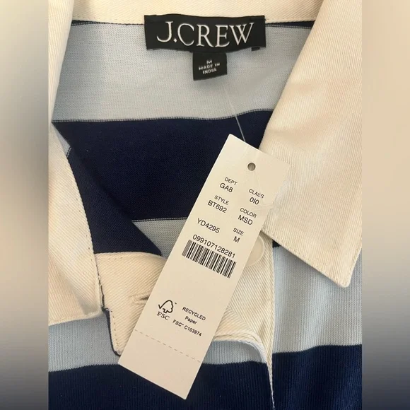J. Crew Long Sleeve Cotton Rugby Shirt NWT - Picture 3 of 5